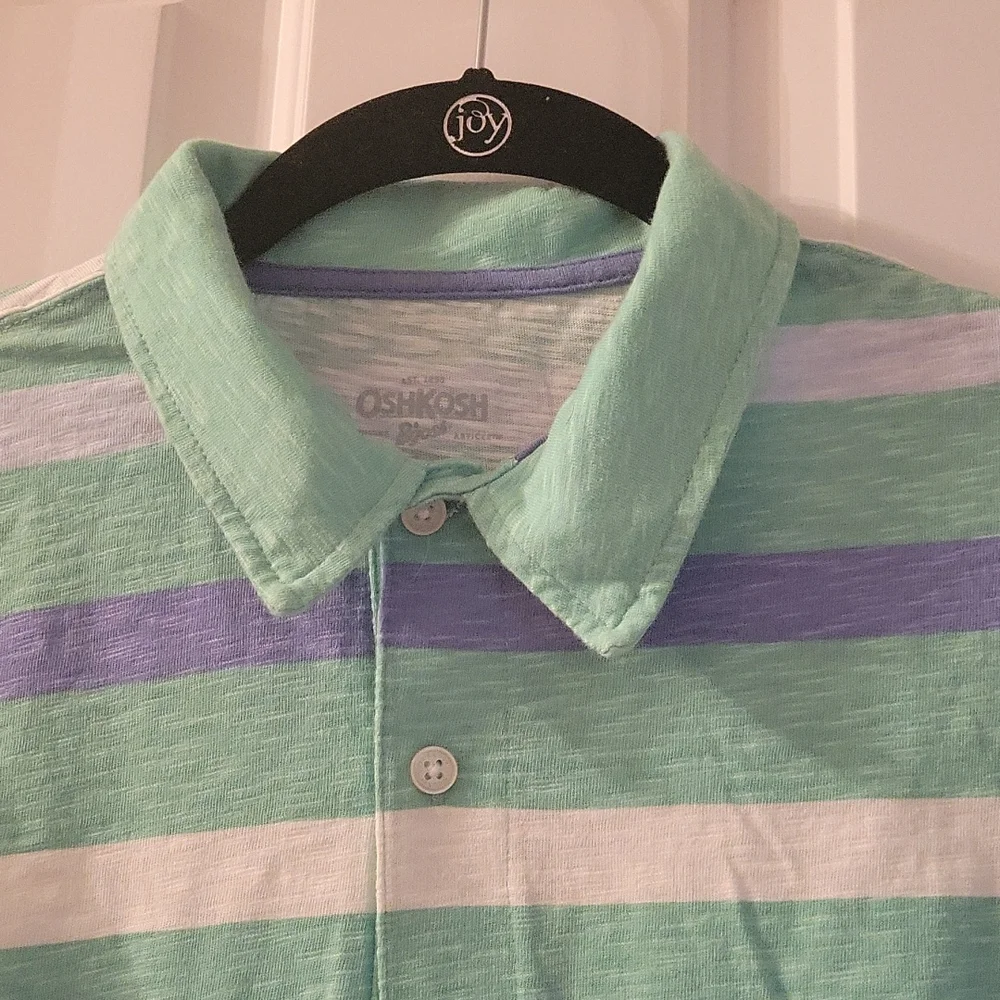 Osh kosh green striped polo 14